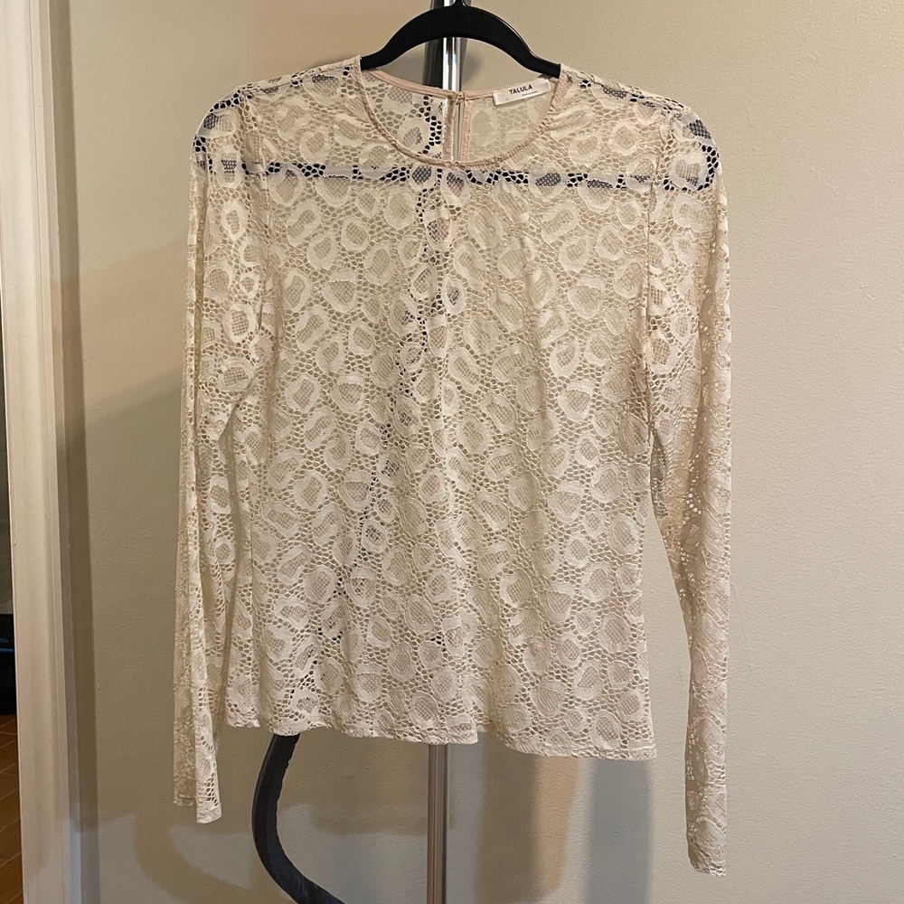 Aritzia Talula Leopard Lace Sheer Spandex Shirt